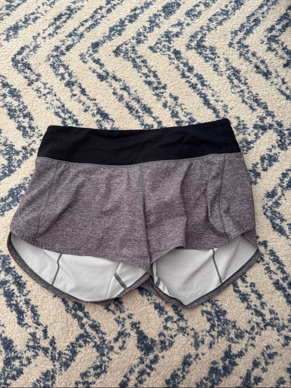 lululemon athletica Heather gray  Running Shorts with Black Waistband